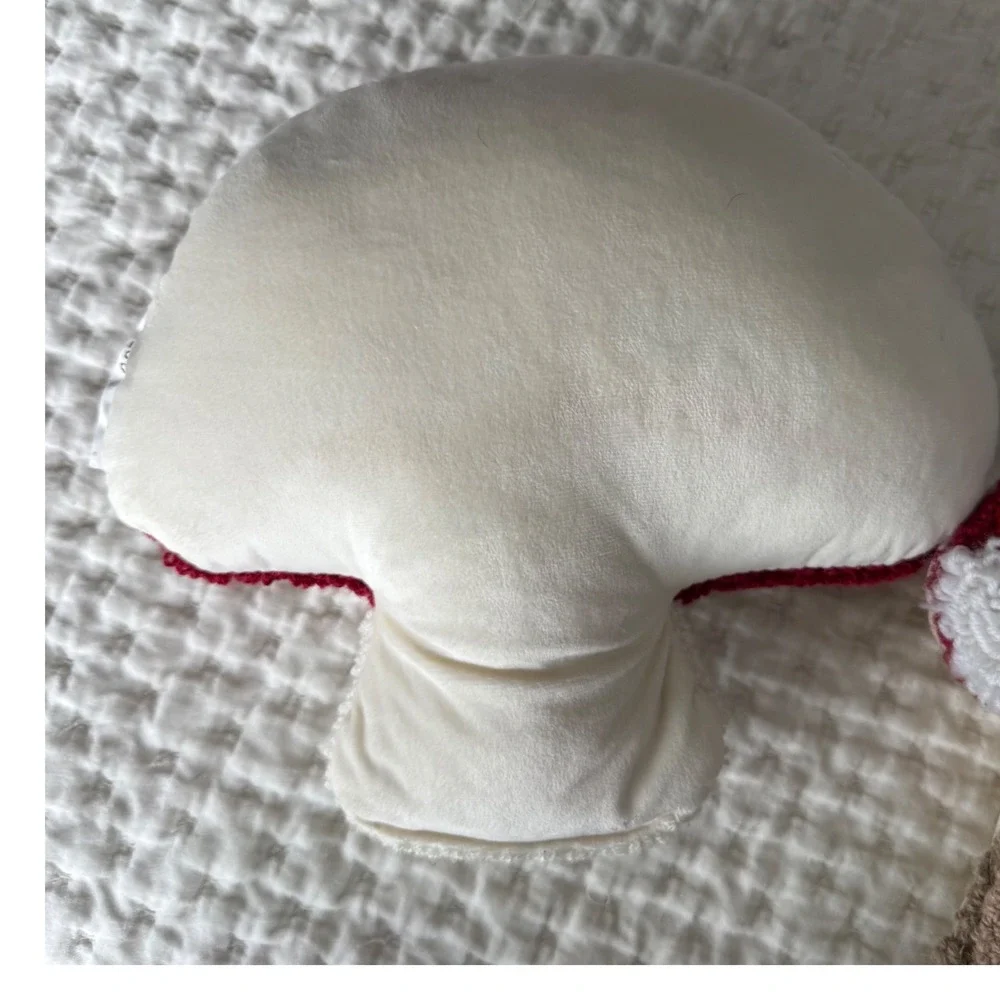 Pair of Mushroom Hooked Wool‎ Accent Pillows.